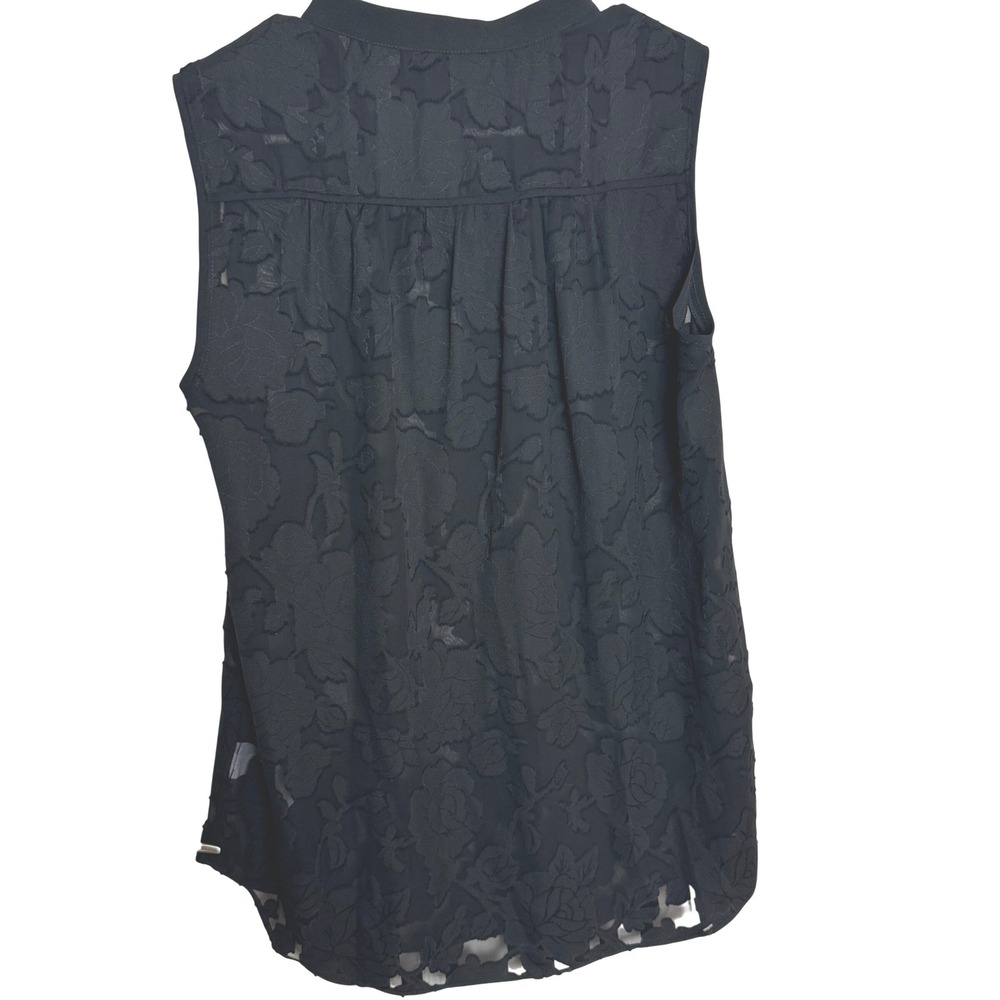 CAbi Clip Art Top Women S Black Floral Burnout Sheer Sleeveless Blouse Tank 5346 - Picture 8 of 8